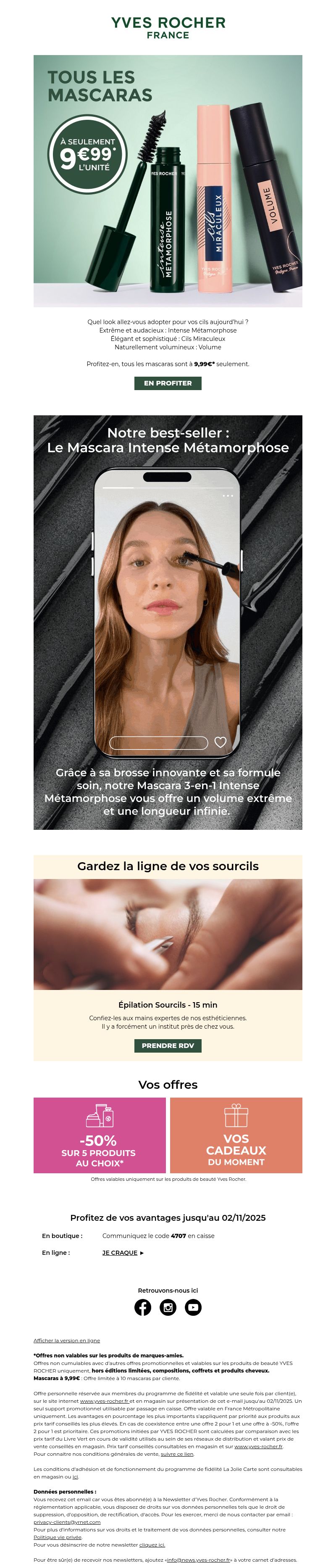 Dernières promo Yves Rocher