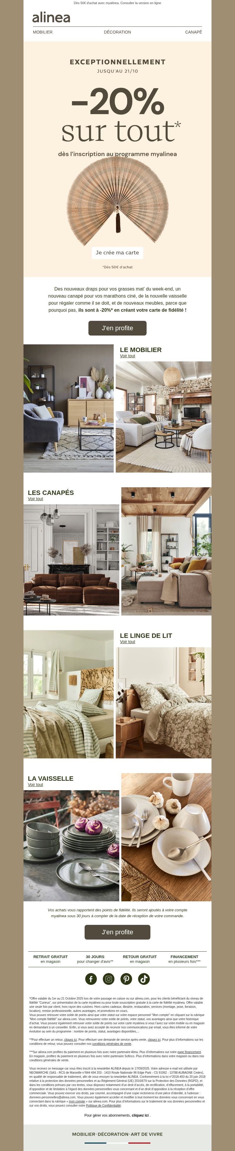 Dernières promo Alinea
