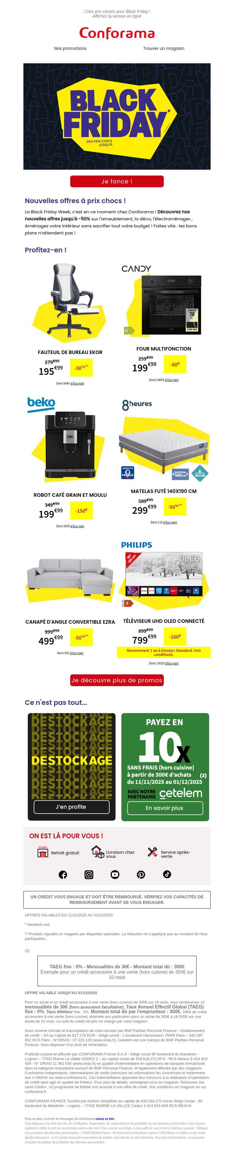 Dernières promo Conforama