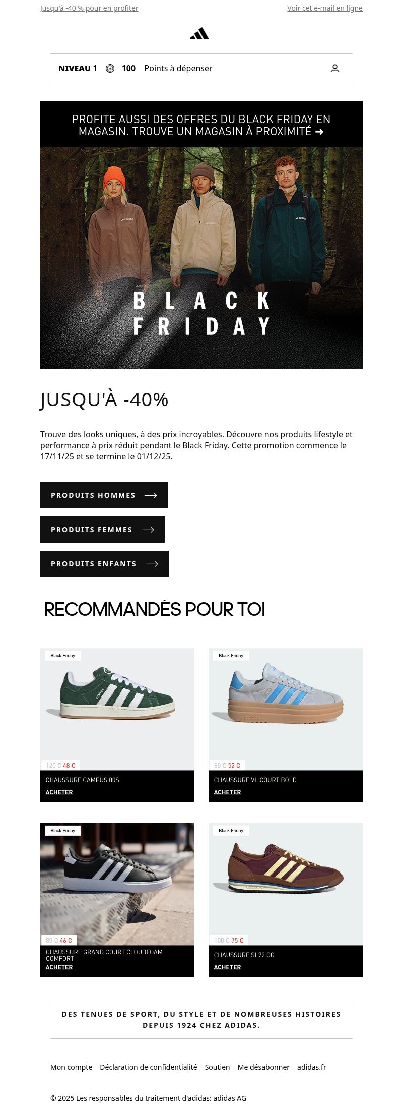 Dernières promo Adidas