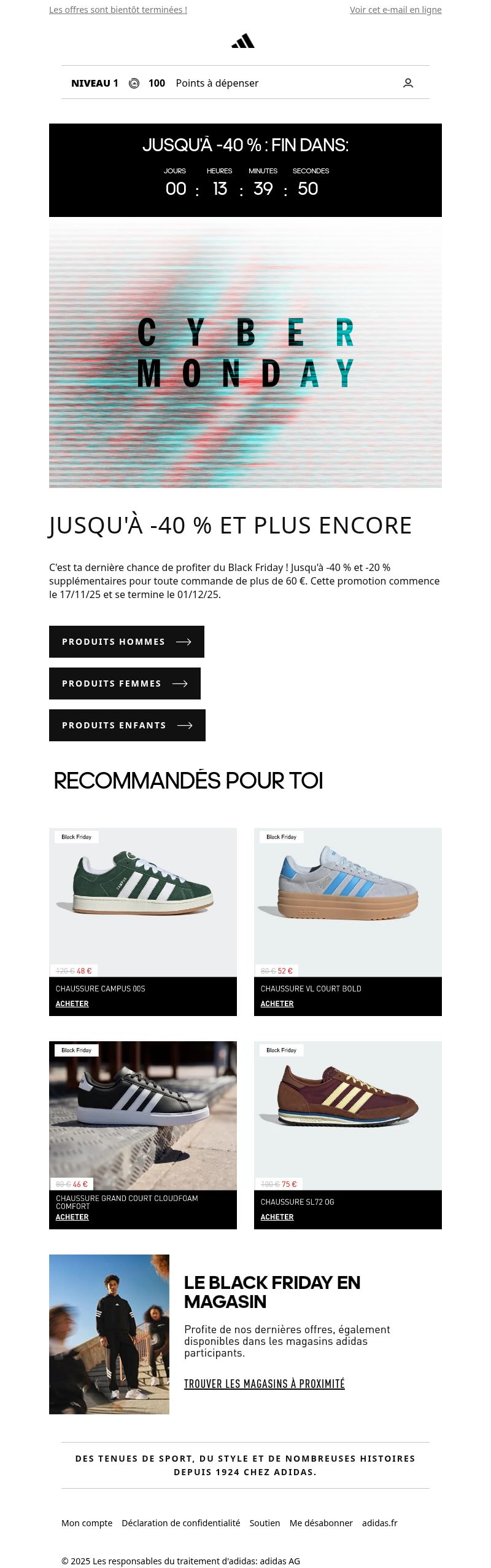 Dernières promo Adidas