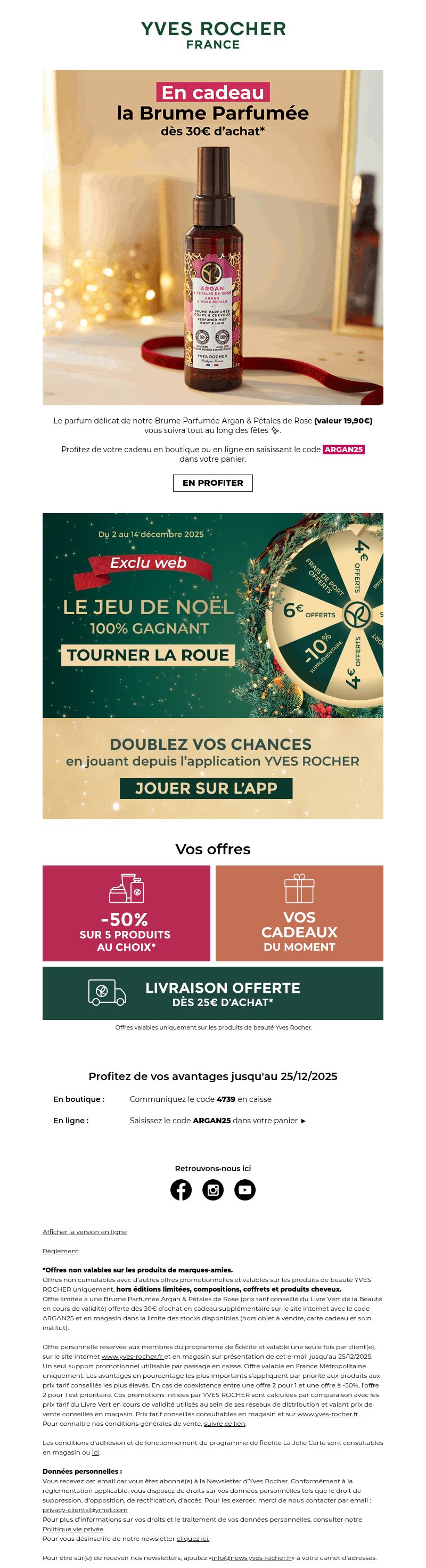 Dernières promo Yves Rocher