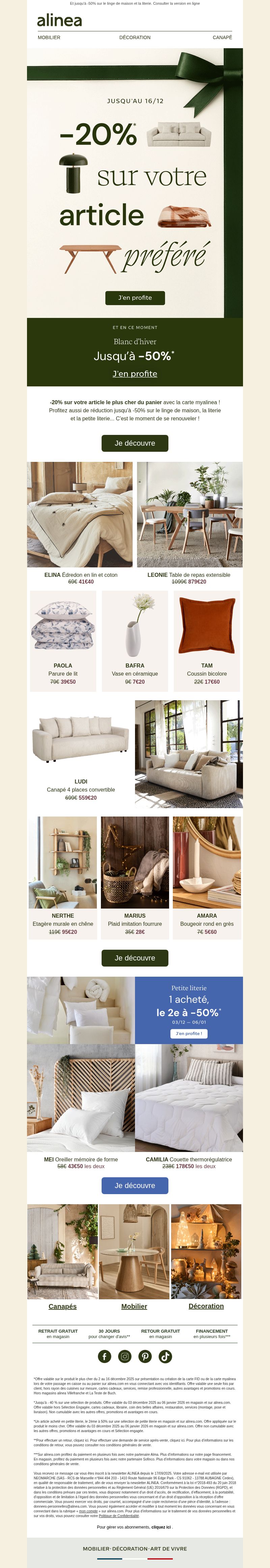 Dernières promo Alinea