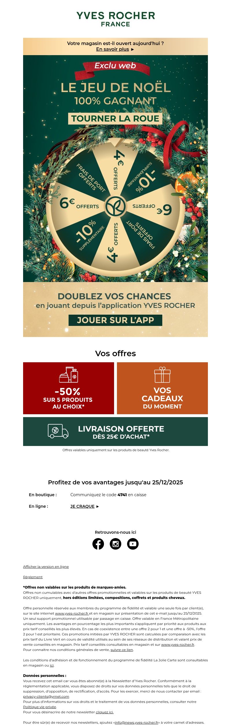 Dernières promo Yves Rocher