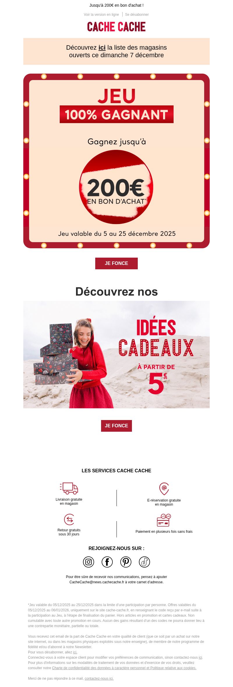 Dernières promo Cache Cache